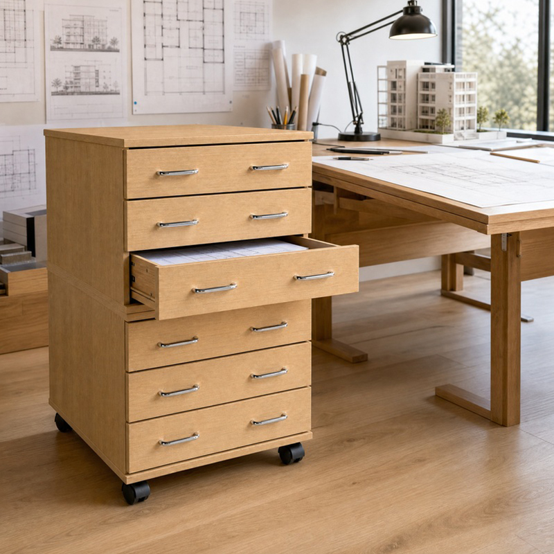 A2 Premium Wooden Plan Chest - 6 Drawer - 867mm High