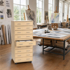 A2 Premium Wooden Plan Chest - 9 Drawer - 1227mm High