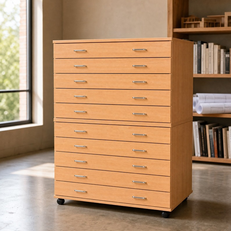 A1 Premium Wooden Plan Chest - 10 Drawer - 1347mm High