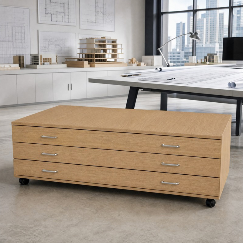 A1 Premium Wooden Plan Chest - 3 Drawer - 466mm High