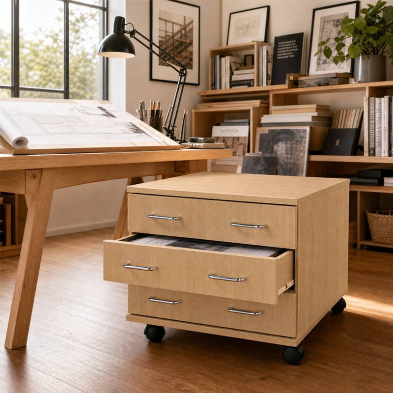 A2 Premium Wooden Plan Chest - 3 Drawer - 466mm High