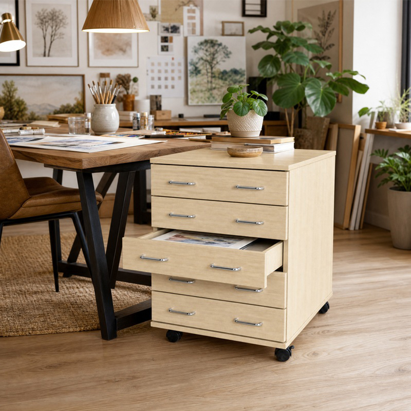 A2 Premium Wooden Plan Chest - 5 Drawer - 706mm High