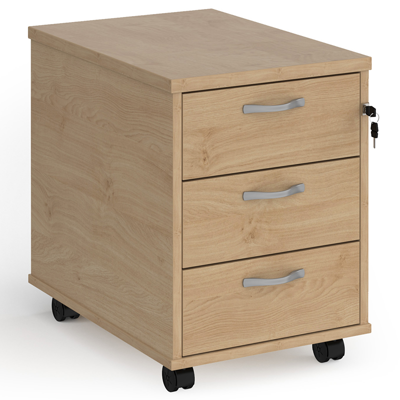 3 Drawer Mobile Pedestal – Kendal Oak – 600mm Deep