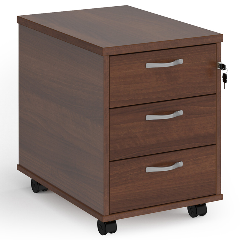 3 Drawer Mobile Pedestal – Walnut – 600mm Deep