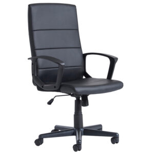 Ascona High Back Managers Chair- Black Leather Faced