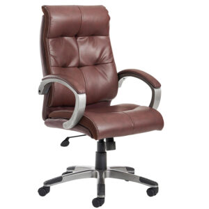 Catania High Back Managers Chair - Brown Leather Faced