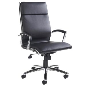 Florence High Back Executive Office Chair - Black Leather Faced