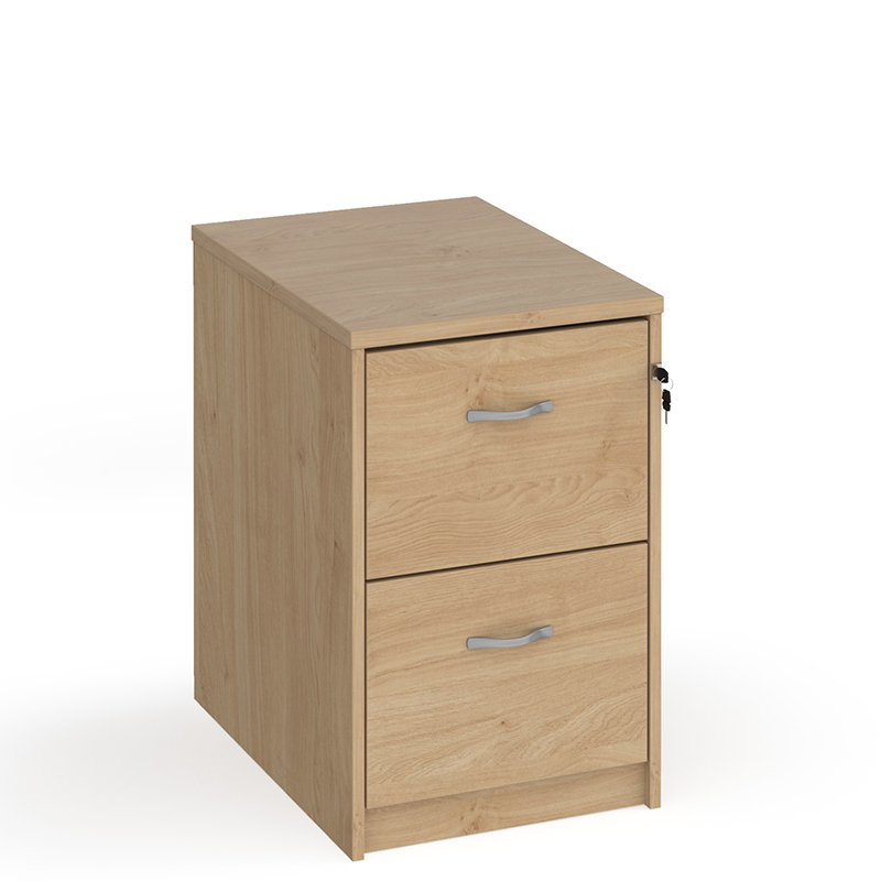 Wooden 2 Drawer Filing Cabinet with Silver Handles - 730mm High