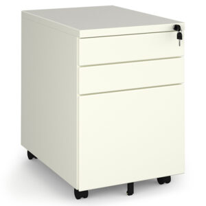 Steel 3 Drawer Wide Mobile Pedestal - White - Nobis Furniture