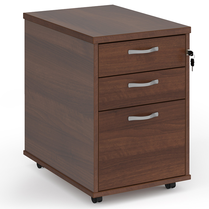 Tall Mobile 3 Drawer Pedestal - Walnut - 600mm Deep