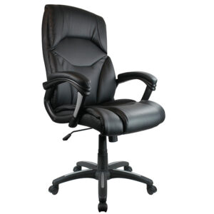 Wellington Black Medium Back Managers Office Chair with Fixed Padded Arms