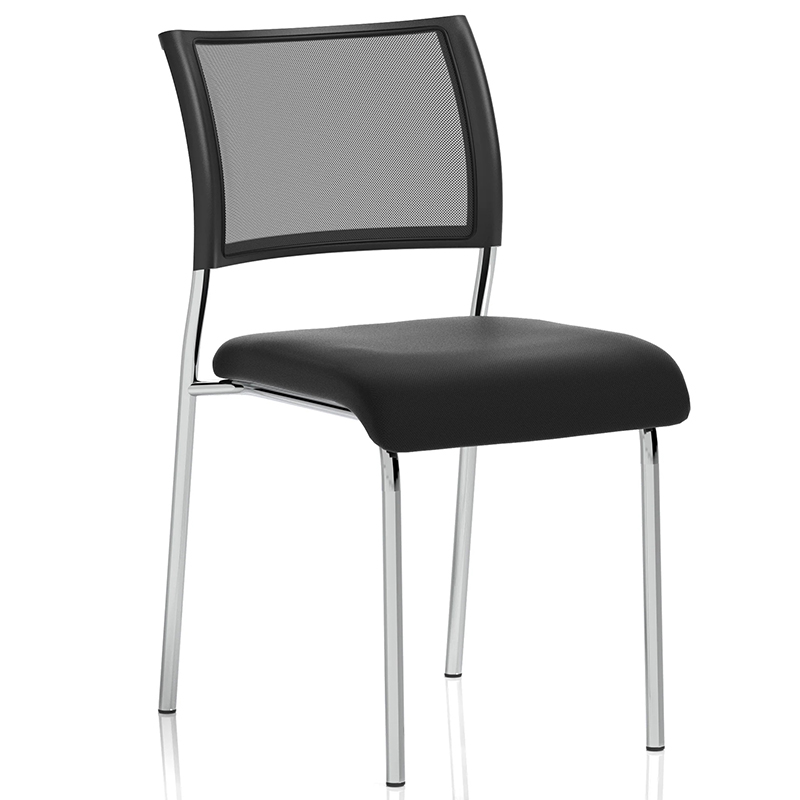 Brunswick Visitor Chair Black Fabric Without Arms Chrome Frame