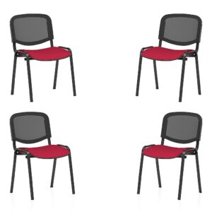 ISO Black Frame Mesh Back Bespoke Fabric Seat - Pack of 4