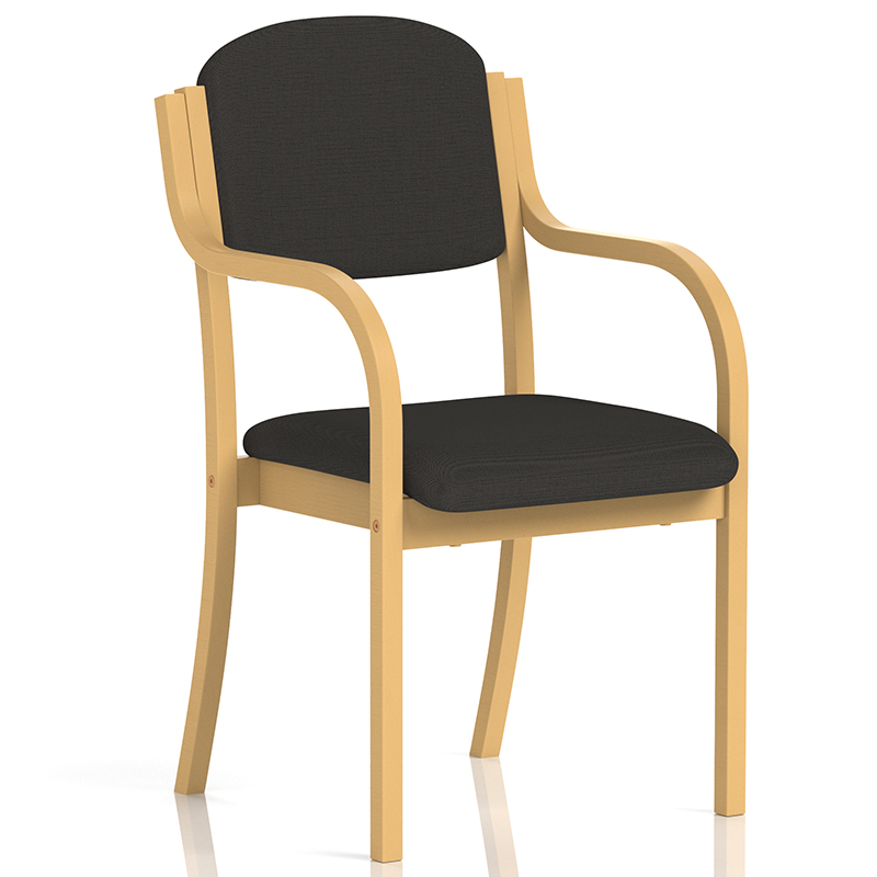 Madrid Visitor Chair with Arms - Black Fabric