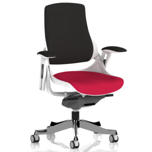 Zure High Back White Shell Fabric Executive Office Chair - Bespoke Colour Seat Options
