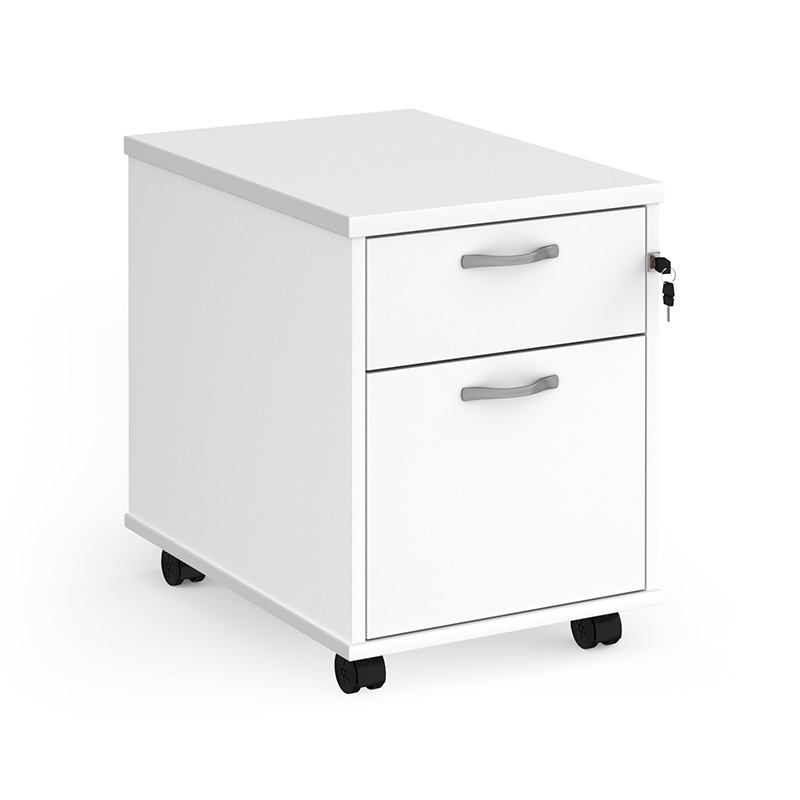 2 Drawer Mobile Pedestal - White - 600mm Deep
