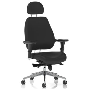 Chiro Plus Ultimate 24 Hours Black Leather Office Chair with Arms and Headrest