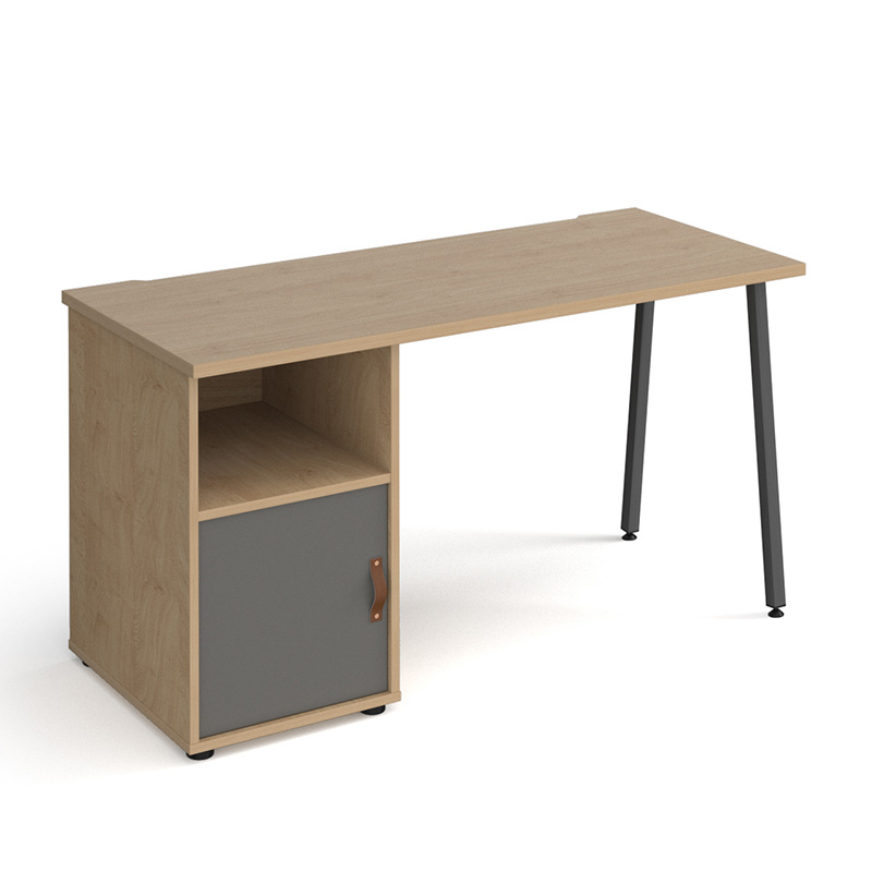 Sparta Kendal Oak Home Office Desk with Cupboard - 1400mm Wide