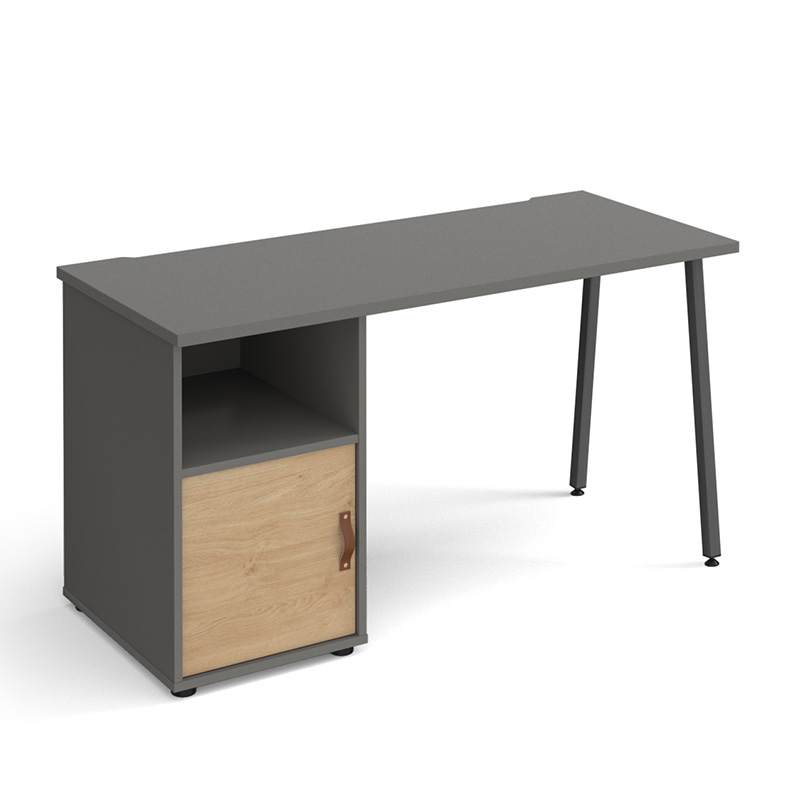Sparta Onyx Grey Home Office Desk with Cupboard - 1400mm Wide