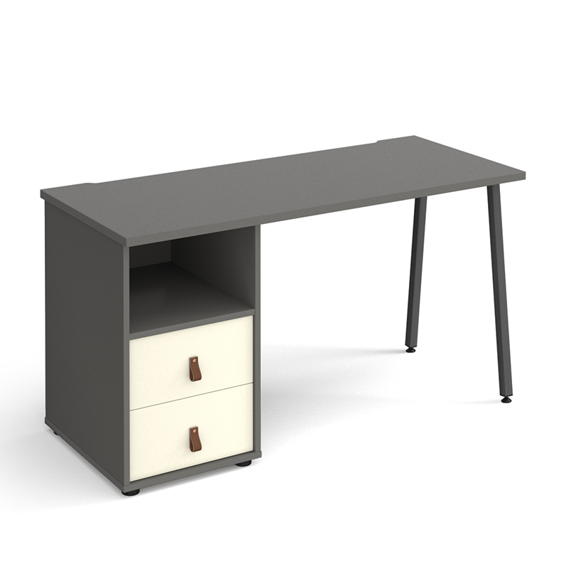 Sparta Onyx Grey Home Office Desk with Drawers - 1400mm Wide