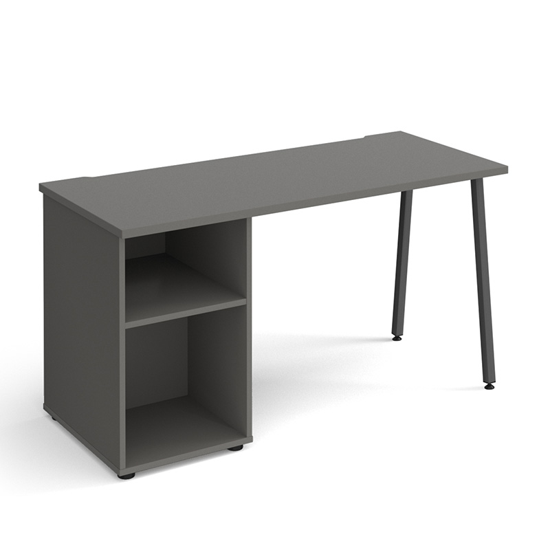 Sparta Onyx Grey Home Office Desk with Open Pedestal -1400mm Wide
