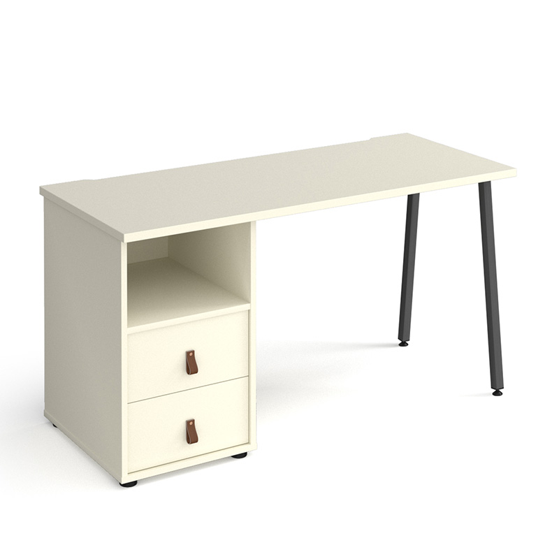 Sparta White Home Office Desk with Drawers - 1400mm Wide