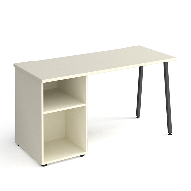 Sparta White Home Office Desk with Open Pedestal -1400mm Wide