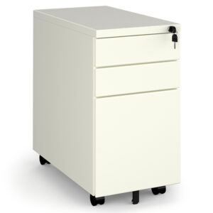 Steel 3 Drawer Narrow Mobile Pedestal - White - Nobis Furniture