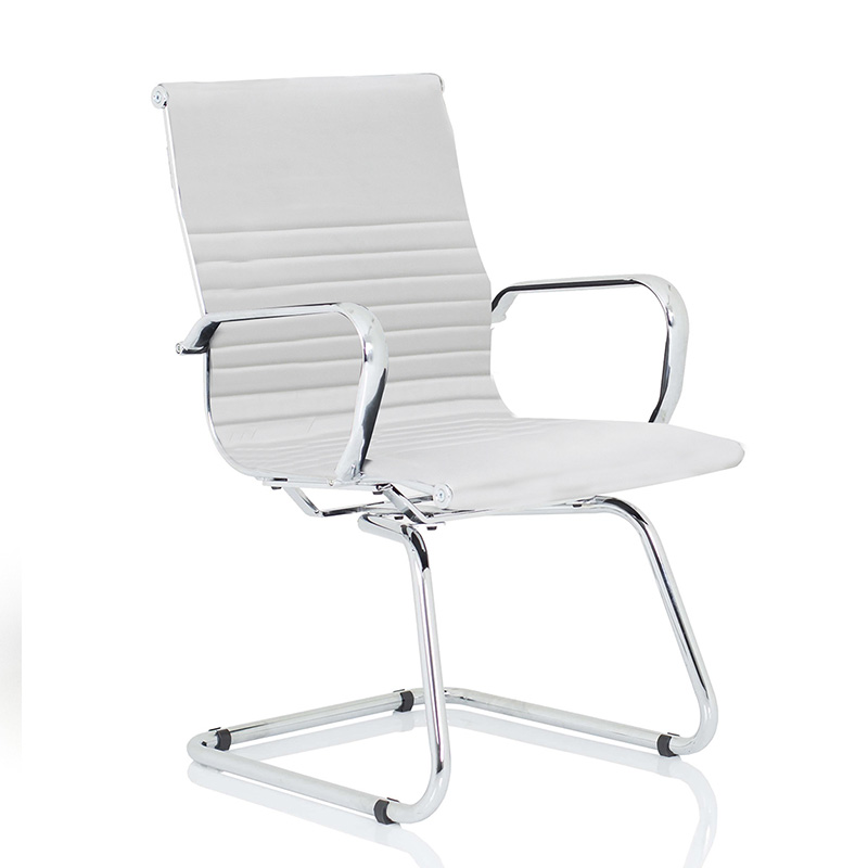 Enzo White Faux Leather Cantilever Visitor Chair with Arms