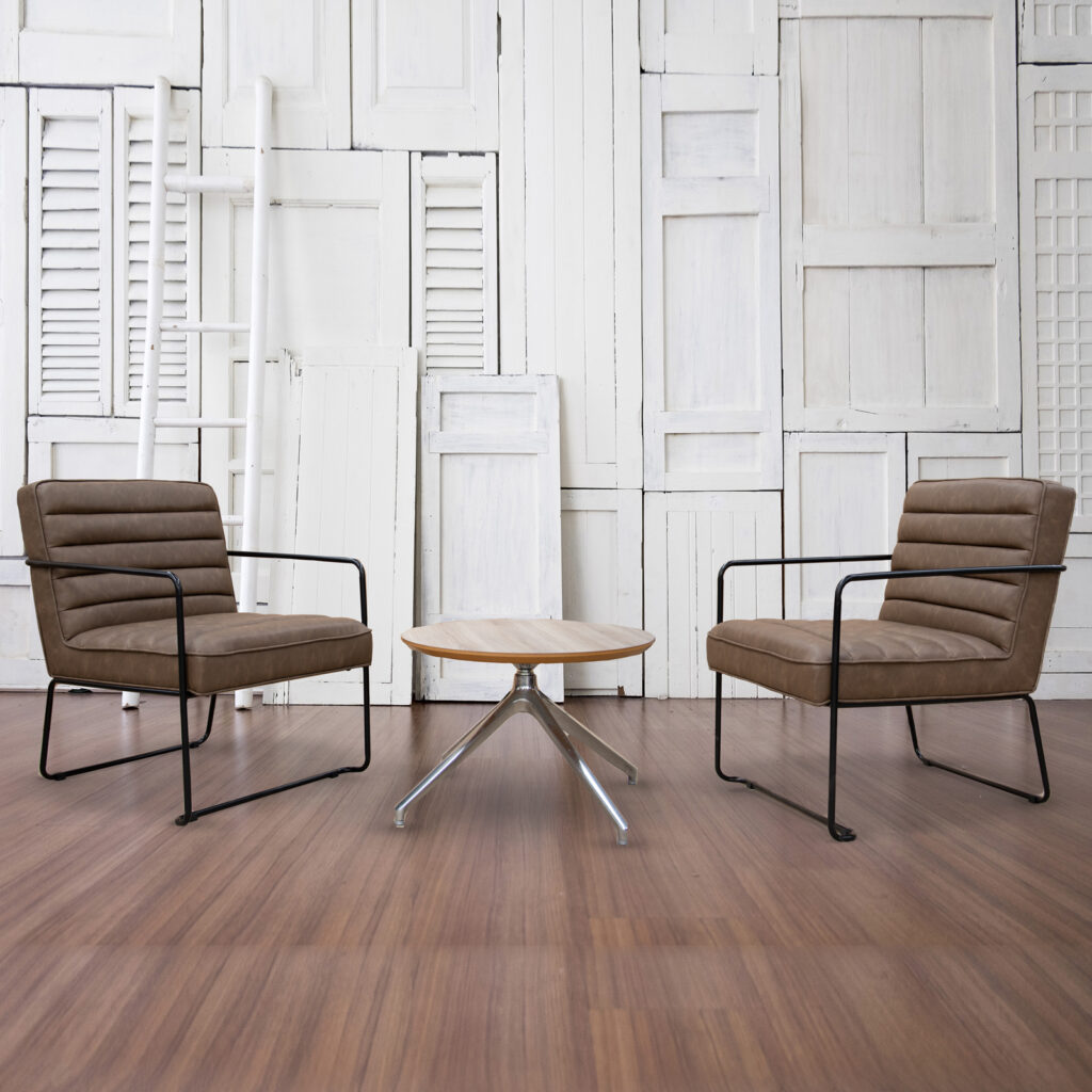 Remington Ribbed Reception Chair - Brown Leather