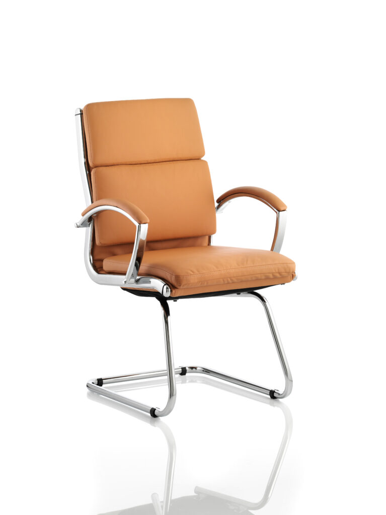 Bromley Medium Back Cantilever Visitors Chair With Arms - Tan