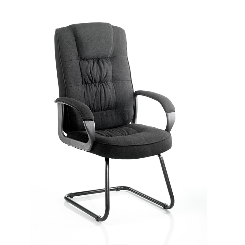 Jenson Deluxe Black Fabric Black Cantilever Visitor Chair with Arms