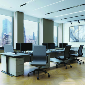 Saturn Grey Fabric Executive Office Chair with Fixed Arms