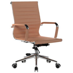 Aura Medium Back Faux Leather Executive Chair – Chrome Base