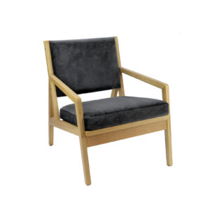 Hanna Wooden Frame Sofa – Grey Fabric with Oak Finish Ash Timber