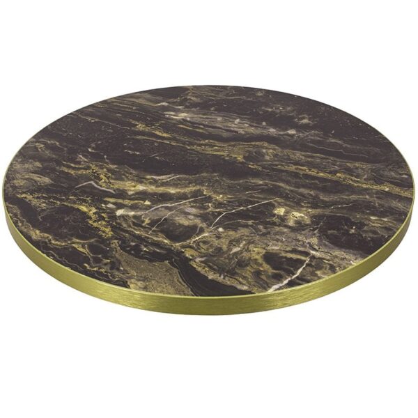Nobis Furniture - NEXT DAY 25mm Luxury High Gloss Black Marble Laminate Table Tops with Gold Effect Edging