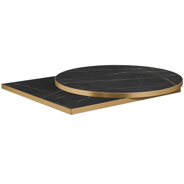Nobis Furniture - 25mm Premium Black Marble Laminate Table Tops with Gold Effect Edging