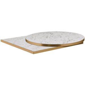 Nobis Furniture - 25mm Premium White Marble Laminate Table Tops with Gold Effect Edging Custom