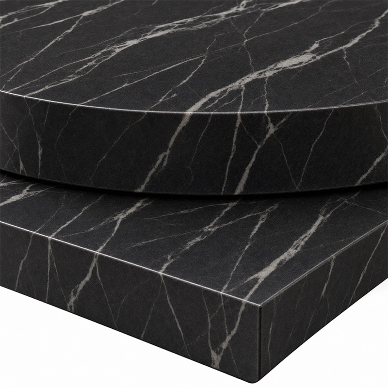 40mm Black Pietra Grigia Marble Laminate Table Top