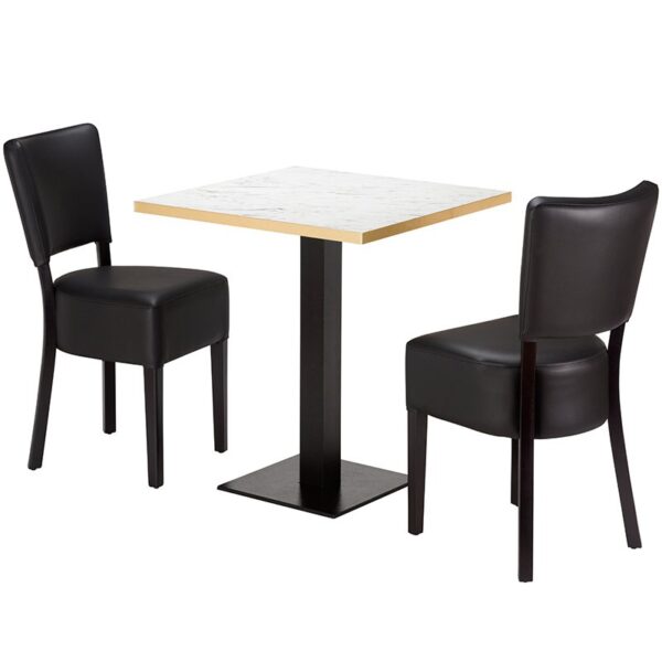 Alto Black 2 Seater Small Dining Set -White Marble Laminate