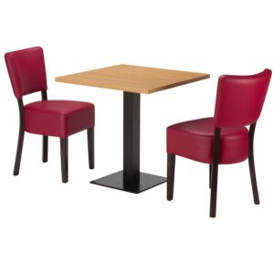 Alto Dark Red 2 Seater Small Dining Set - Natural Lancaster Oak Laminate