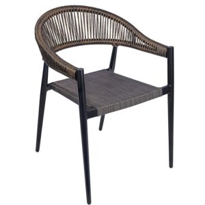 Nobis Furniture - Bronze Wicker Weave Outdoor Stacking Arm Chair