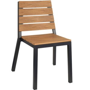 Nobis Furniture - Brown Slatted Wood Effect Outdoor Side Chair