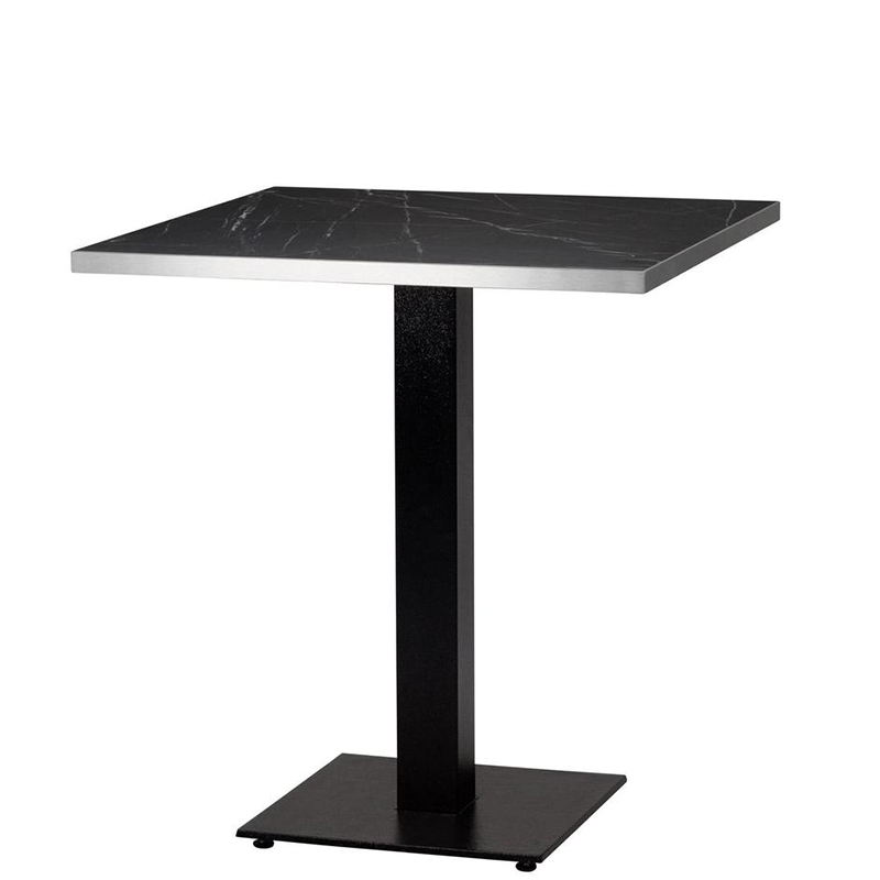 Bulk Black Marble Silver Edge Laminate Square Dining Table - 3 Sizes