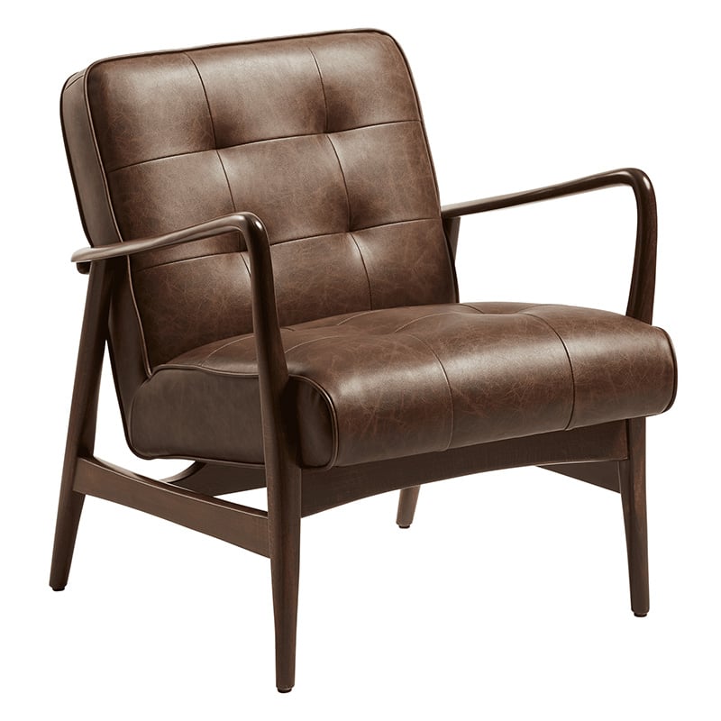 Nobis Furniture - Byron Lounge Arm Chair - Vintage Brown Faux Leather
