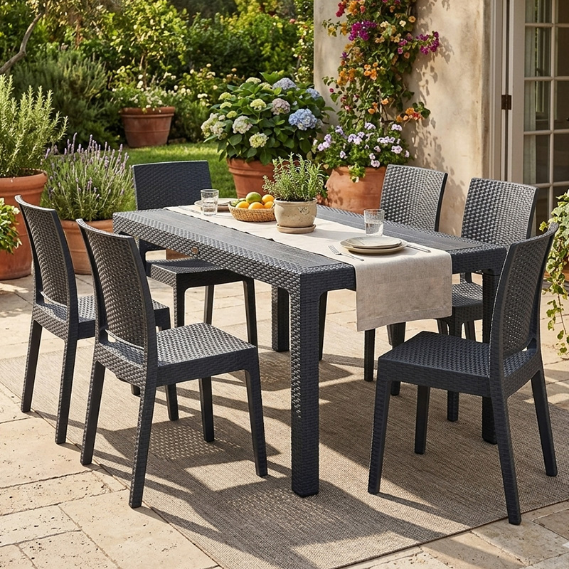 Canterbury Contract Outdoor Dining Set – 6‑Seater Table with 6 Side Chairs