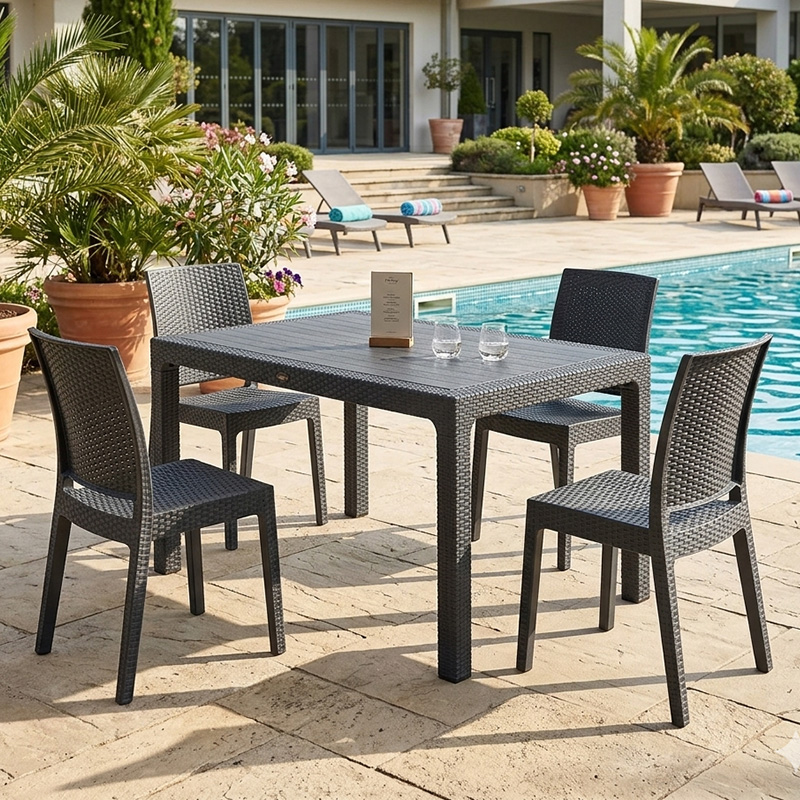 Canterbury Contract Outdoor Dining Set – 6‑Seater Table with 4 Side Chairs