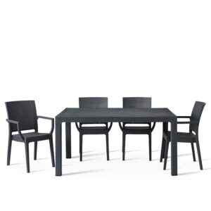 Canterbury Large Outdoor Dining Set - 6 Seater Table & 4 Arm Chairs