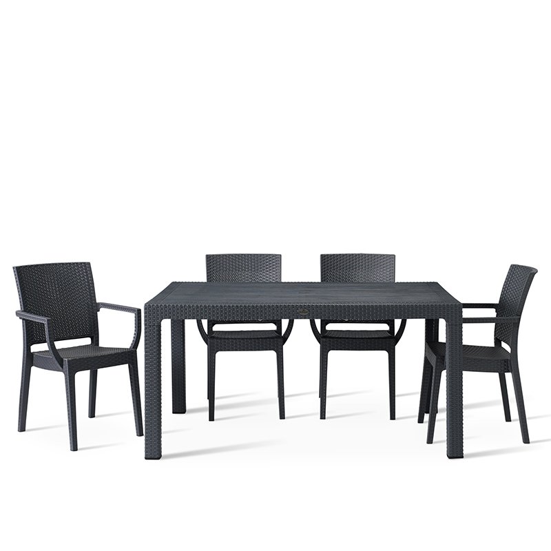 Canterbury Large Outdoor Dining Set - 6 Seater Table & 4 Arm Chairs
