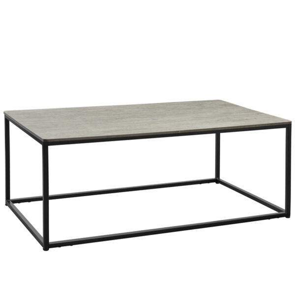Chunk Cement Rectangular Black Steel Complete Coffee Table